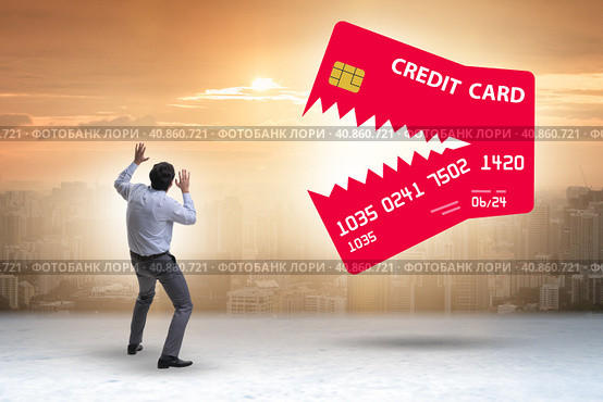 Businessman in credit card debt concept. Стоковое фото, фотограф Elnur / Фотобанк Лори