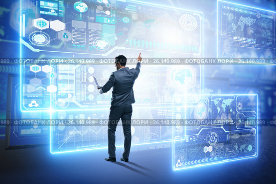 Businessman searching for big data. Стоковое фото, фотограф Elnur / Фотобанк Лори