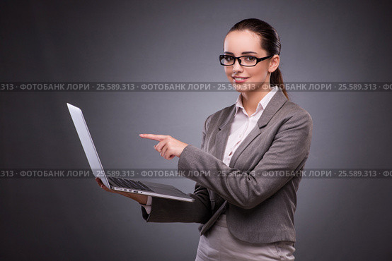Businesswoman with laptop in business concept. Стоковое фото, фотограф Elnur / Фотобанк Лори