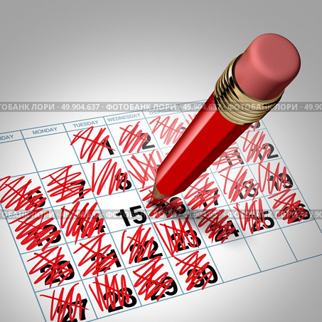 Busy schedule and full calendar business management concept and limited availability symbol or vacancy icon as a 3D illustration. Стоковое фото, агентство Ingram Publishing / Фотобанк Лори