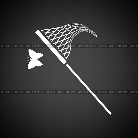 Butterfly net  icon. Black background with white. Vector illustration. Стоковая иллюстрация, агентство Ingram Publishing / Фотобанк Лори