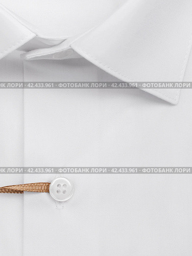 Button placket on a white classic men's shirt, close-up. Стоковое фото, фотограф Сергей Чайко / Фотобанк Лори