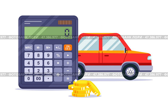 Calculator calculates car loan. borrow money. Стоковая иллюстрация, иллюстратор Вячеслав Беспутин / Фотобанк Лори