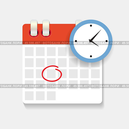 Calendar and clock icon. Concept of Schedule, appointment. Vector Illustration. Calendar and clock icon. Concept of Schedule, appointment. Vector Illustration EPS10. Стоковая иллюстрация, агентство Ingram Publishing / Фотобанк Лори
