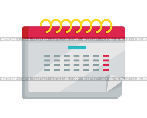 Calendar App Icon in Flat Design. Web Organizer. Calendar icon isolated on white. Calendar app icon in flat style design. Calendar icon page, monthly calendar, date and time, web organizer application, button organize today. Vector illustration. Стоковая иллюстрация, агентство Ingram Publishing / Фотобанк Лори