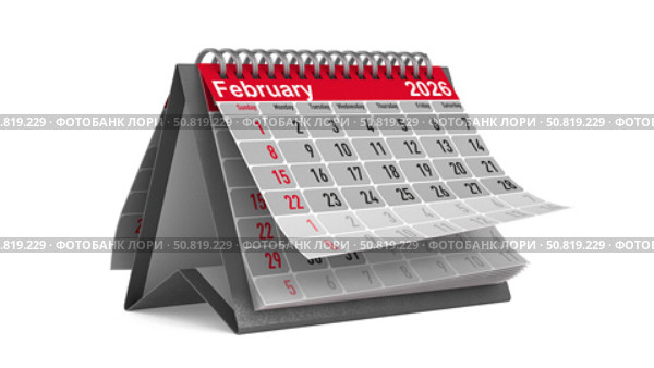 Calendar for 2026 year on white background. Isolated 3D render. Стоковая анимация, аниматор Ильин Сергей / Фотобанк Лори