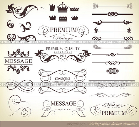 calligraphic design elements and page decoration/ vector set. Стоковая иллюстрация, агентство Ingram Publishing / Фотобанк Лори