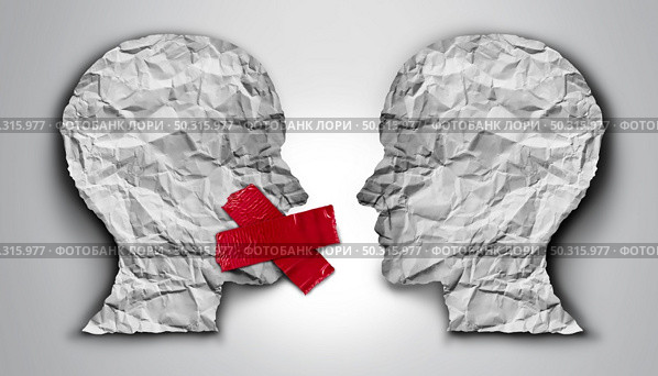 Cancel Culture society concept or cultural cancellation and social media censorship as canceling or restricting opinions that are offensive or controversial to the public with 3D illustration elements. Стоковое фото, агентство Ingram Publishing / Фотобанк Лори