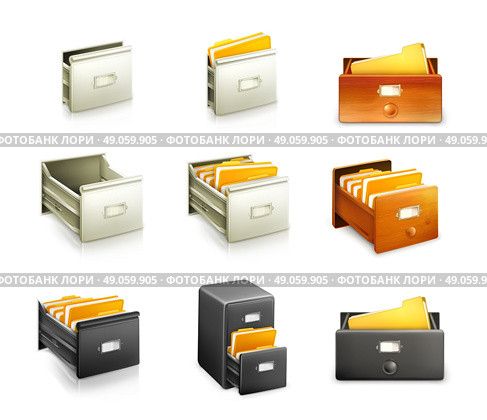 Card catalog, set of vector icons. Стоковая иллюстрация, агентство Ingram Publishing / Фотобанк Лори