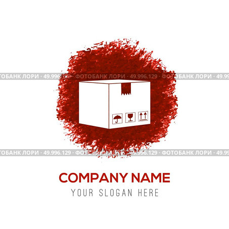 cardboard boxes icon - Red WaterColor Circle Splash. Стоковая иллюстрация, агентство Ingram Publishing / Фотобанк Лори