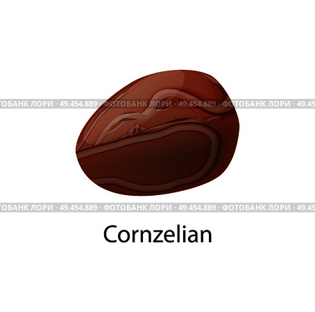 Carnelian brownish-red mineral used as semi-precious gemstone, silica mineral chalcedony orange-red colored, stone vector. Carnelian or Cornelian Brownish-Red Mineral Vector. Стоковая иллюстрация, агентство Ingram Publishing / Фотобанк Лори