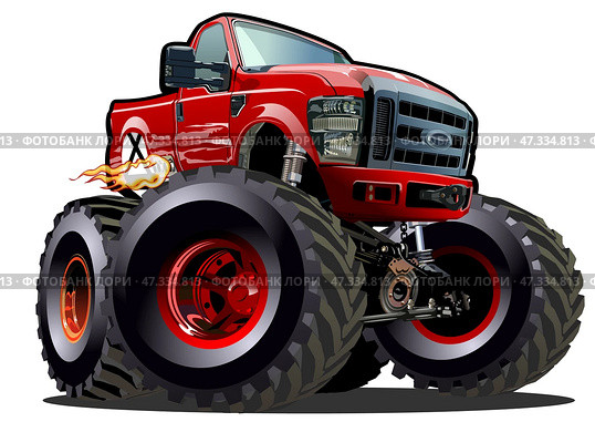 Cartoon Monster Truck. Стоковая иллюстрация, иллюстратор Александр Володин / Фотобанк Лори