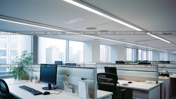 ceiling florescent light ai generated. Стоковое AI-изображение, AI-художник Vectorwin / Фотобанк Лори