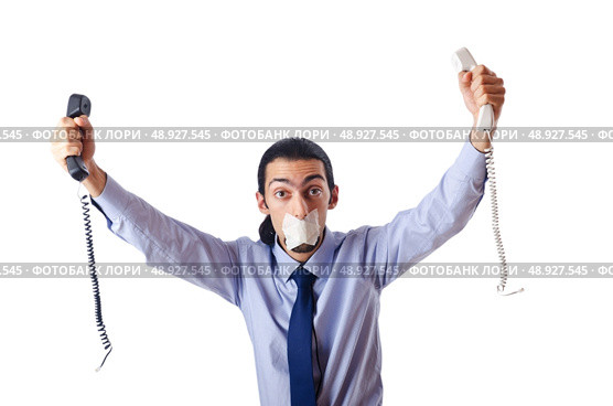 Censorship concept with tight lipped businessman. Стоковое фото, агентство Ingram Publishing / Фотобанк Лори