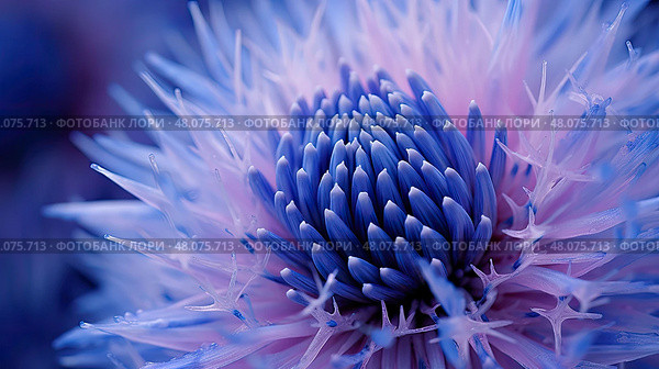 center blue thistle ai generated. Стоковое AI-изображение, AI-художник Vectorwin / Фотобанк Лори