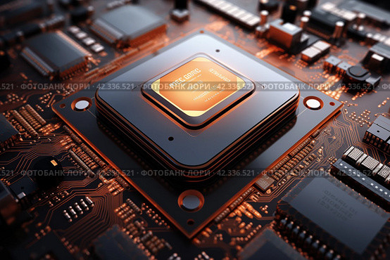 Central Computer Processors CPU chip. Стоковое AI-изображение, AI-художник Михаил Коханчиков / Фотобанк Лори