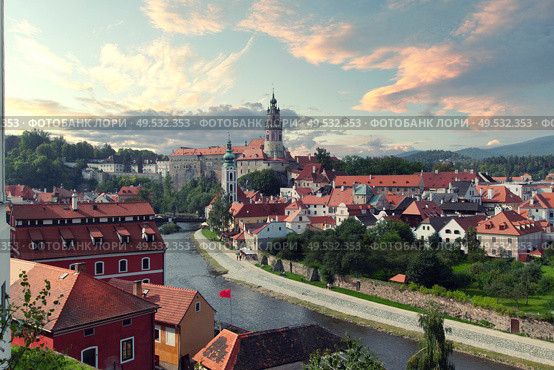 Cesky Krumlov - the city of South Bohemia Czech Republic region. Located on the Vltava River. declared a UNESCO World Heritage Site. Стоковое фото, агентство Ingram Publishing / Фотобанк Лори