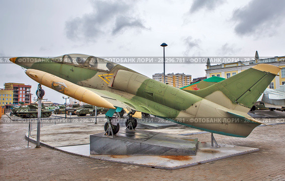 Чехословацкий учебно-боевой самолёт Aero L-39 Albatros. На открытой площадке музея военной техники «Боевая слава Урала». Верхняя Пышма. Свердловская область (2018 год). Редакционное фото, фотограф Сергей Афанасьев / Фотобанк Лори