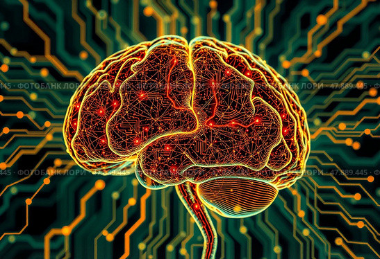 Человеческий мозг и алгоритм решения изобретательских задач. Стоковое AI-изображение, AI-художник Ольга Денис / Фотобанк Лори