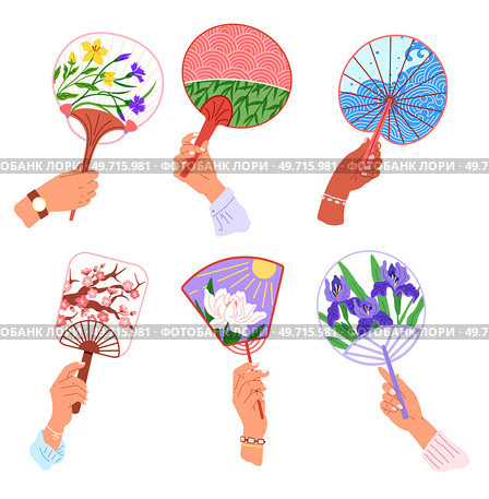 Chenese and Japanese hand fan. Vector illustration. A hand fan silent stories in afternoon air A Japanese funfolds like poetic universe A beauty geishfan, ballet of elegance in motion A Chinese. Chenese and Japanese hand fan. A hand fan silent stories in afternoon air A Japanese funfolds like poetic universe. Стоковая иллюстрация, агентство Ingram Publishing / Фотобанк Лори