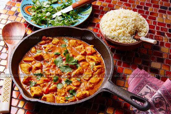 Chicken curry indian recipe with basmati rice. Стоковое фото, агентство Ingram Publishing / Фотобанк Лори