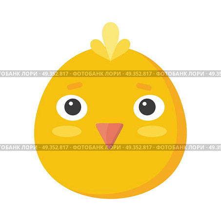 Chicken Mask Isolated on White. Sticker for Child. Chicken mask isolated on white. Cartoon mask of a cute hen bird to celebrate happy events at kindergarten, preschool, birthday, children holiday festival. Sticker for toddler. Vector in flat style. Стоковая иллюстрация, агентство Ingram Publishing / Фотобанк Лори
