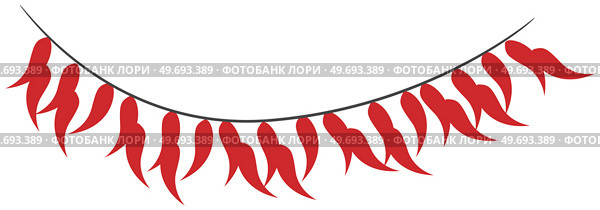 Chili hot and spicy food vector logo design inspiration. Red spicy pepper isolated. Savoury extra tabasco or cayenne pepper hanging on rope for sale in market or shop, kitchen or restaurant decor. Chili hot and spicy food vector logo design inspiration. Red spicy pepper. Savoury extra tabasco. Стоковая иллюстрация, агентство Ingram Publishing / Фотобанк Лори