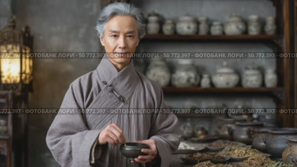 Chinese traditional medicine doctor preparing herbs. Стоковое AI-видео, аниматор Юрий Поздников / Фотобанк Лори