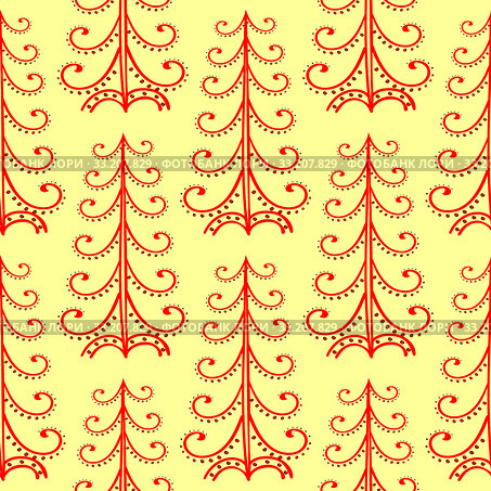 Christmas tree ethnic ornament seamless pattern. Стоковое фото, фотограф Elena Kozyreva / PantherMedia / Фотобанк Лори