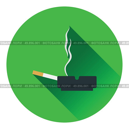 Cigarette in an ashtray icon. Flat color design. Vector illustration. Стоковая иллюстрация, агентство Ingram Publishing / Фотобанк Лори