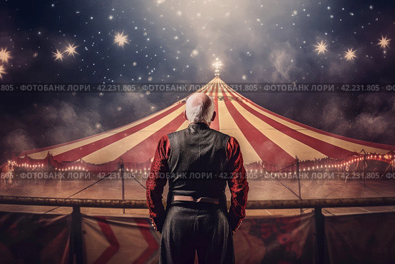 Circus tent arena old performer. Generate Ai. Стоковое AI-изображение, AI-художник Иван Рябоконь / Фотобанк Лори