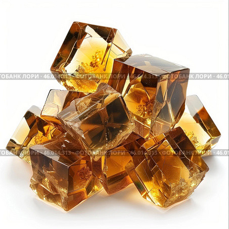 Citrine crystal group sparkling on white background. Стоковое AI-изображение, AI-художник Иван Рябоконь / Фотобанк Лори