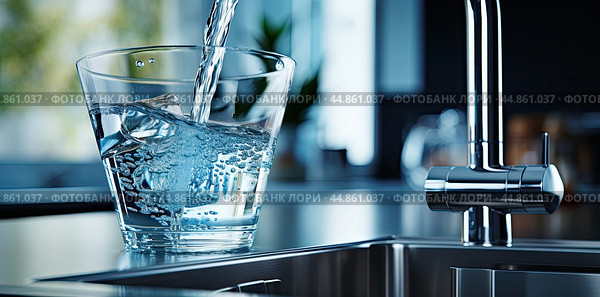 Clean filtered water fills a transparent glass. Healthy eating. Стоковое фото, фотограф Ярославский Максим / Фотобанк Лори