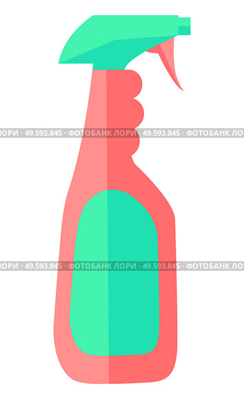 Cleaning spray in bottle or container for washing windows or glass, simple icon, detergent, cleanser, cleaning agent, washing cleaner, sanitize isolated flat symbol of abstergent, sanitation. Cleaning spray in bottle or container for washing windows or glass, simple icon, detergent, cleanser. Стоковая иллюстрация, агентство Ingram Publishing / Фотобанк Лори