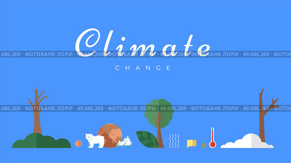 Climate change vector banner template. North Pole, melting glaciers, polar bear on ice floe. Global warming, sea level rise, nature damage. World Environment day. Ecology hazards, air pollution. Climate change vector banner template. North Pole, melting glaciers, polar bear on ice floe. Стоковая иллюстрация, агентство Ingram Publishing / Фотобанк Лори