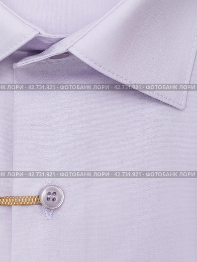 Close-up of a button placket on a light purple men's dress shirt, top view. Стоковое фото, фотограф Сергей Чайко / Фотобанк Лори