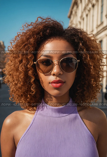Close-up portrait of a young beautiful woman. Generative AI. Стоковое AI-изображение, AI-художник Андрей Аркуша / Фотобанк Лори