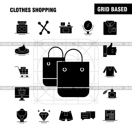 Clothes Shopping Solid Glyph Icon for Web, Print and Mobile UX/UI Kit. Such as: Shirt, Clothes, Fold, Folding, Dress, Beauty, Cosmetic, Cream, Pictogram Pack. - Vector. Стоковая иллюстрация, агентство Ingram Publishing / Фотобанк Лори