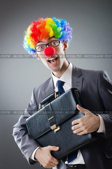 Clown businessman in funny business concept. Стоковое фото, агентство Ingram Publishing / Фотобанк Лори