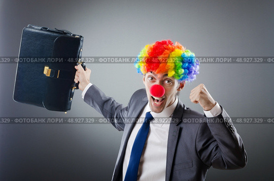 Clown businessman in funny business concept. Стоковое фото, агентство Ingram Publishing / Фотобанк Лори