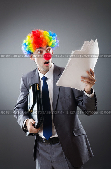 Clown businessman in funny business concept. Стоковое фото, агентство Ingram Publishing / Фотобанк Лори