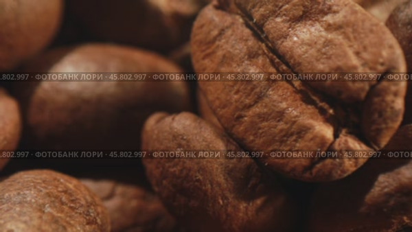 Coffee beans close-up. Стоковое видео, видеограф Андрей Армягов / Фотобанк Лори