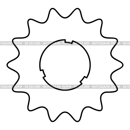 Cogset sprocket bicycle star gear service sprocket cogs wheel with teeth engages with chain contour outline line icon black color vector illustration image thin flat style simple. Cogset sprocket bicycle star gear service sprocket cogs wheel with teeth engages with chain contour outline line icon black color vector illustration image thin flat style. Стоковая иллюстрация, агентство Ingram Publishing / Фотобанк Лори
