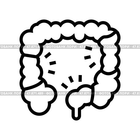 colitis disease line icon vector illustration. Стоковая иллюстрация, иллюстратор Vectorwin / Фотобанк Лори