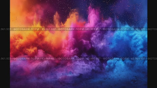 Colored powder explosion on gradient dark background. Freeze motion. Стоковое AI-видео, аниматор Ирина Ручушкина / Фотобанк Лори