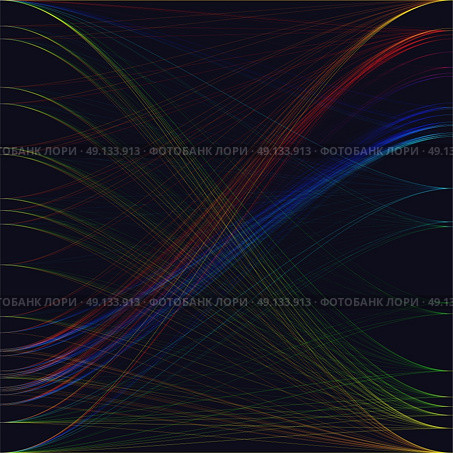 Colorful dark background with abstract waves, lines. Bright color chaotic, random, messy curves, swirl. Motion design. Colourful vector decoration.. Colorful dark background with abstract waves, lines. Bright color chaotic, random, messy curves, swirl. Motion design. Colourful vector decoration. Стоковая иллюстрация, агентство Ingram Publishing / Фотобанк Лори