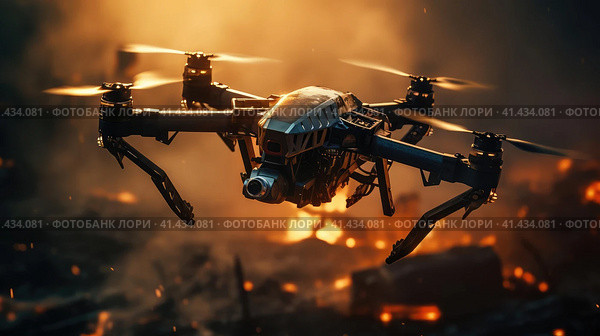 Combat FPV drone. Стоковое AI-изображение, AI-художник Кирилл Черезов / Фотобанк Лори