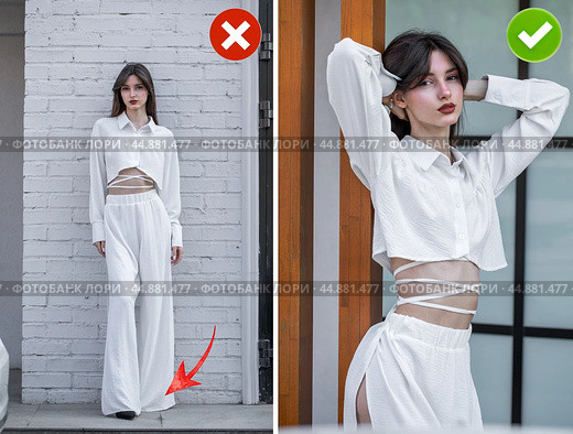 Common mistakes in female posing and how to avoid them. Photo poses. Стоковое фото, фотограф Андрей Аркуша / Фотобанк Лори