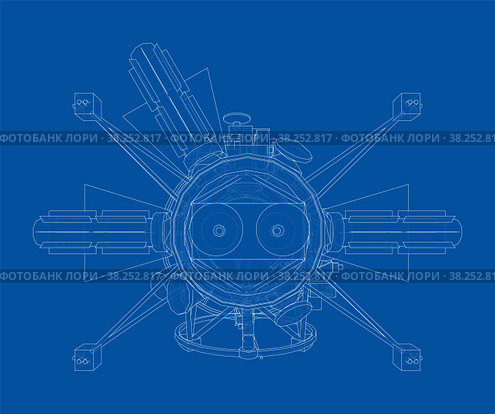 Communication satellite concept outline. Vector. Стоковая иллюстрация, иллюстратор Кирилл Черезов / Фотобанк Лори