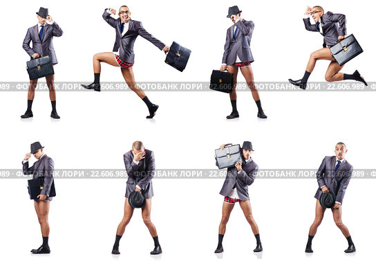 Composite photo of naked businessman on white. Стоковое фото, фотограф Elnur / Фотобанк Лори